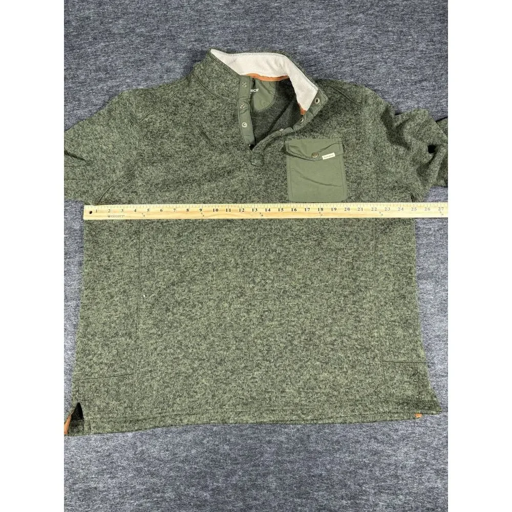Woolrich Sweater Mens XL Green Snap Henley Mock Neck Pullover Sweatshirt